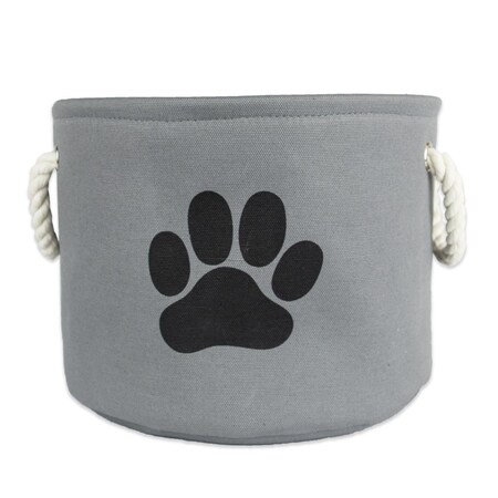 Convenience Concepts 12 x 15 x 15 in. Polyester Round Pet Bin Paw, Grey - Medium HI2567937